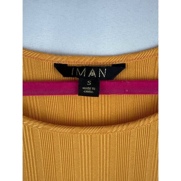 Iman Womens Mustard Sleeveless Ribbed Tank Top S - Picture 3 of 5